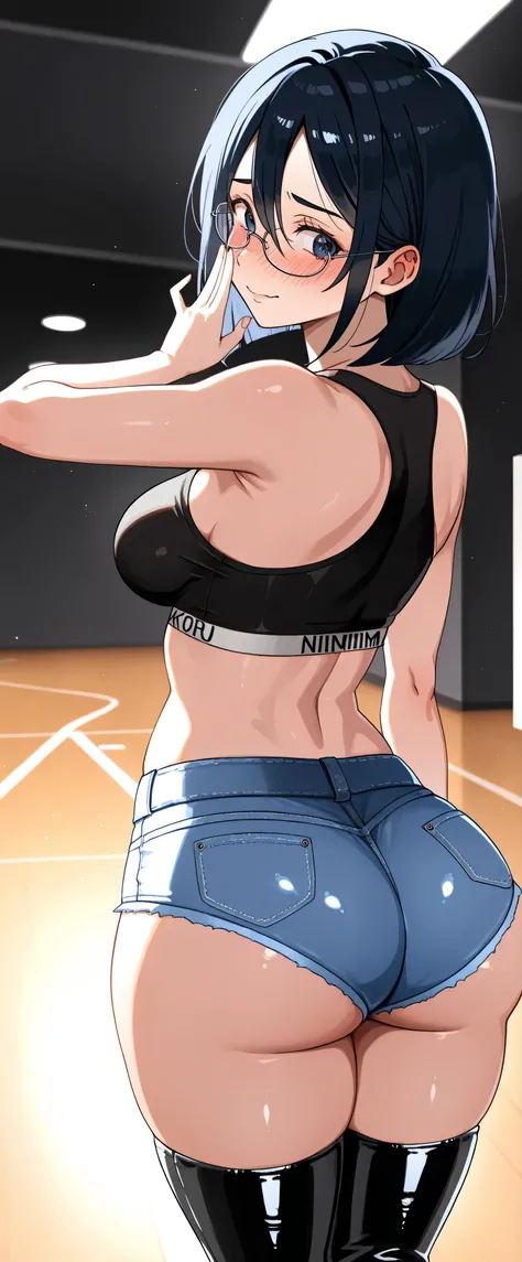 high definition,  Adult Female , Good Lighting, Despicable, , (I haven't taken off my clothes), (((sports bra,   micro short jeans))), , ((Kaoru Niimi)), (Glasses), Abdominal area only, (looks back),  ,  Cute Face Getting Creampied, I' m I'm so is emba...
