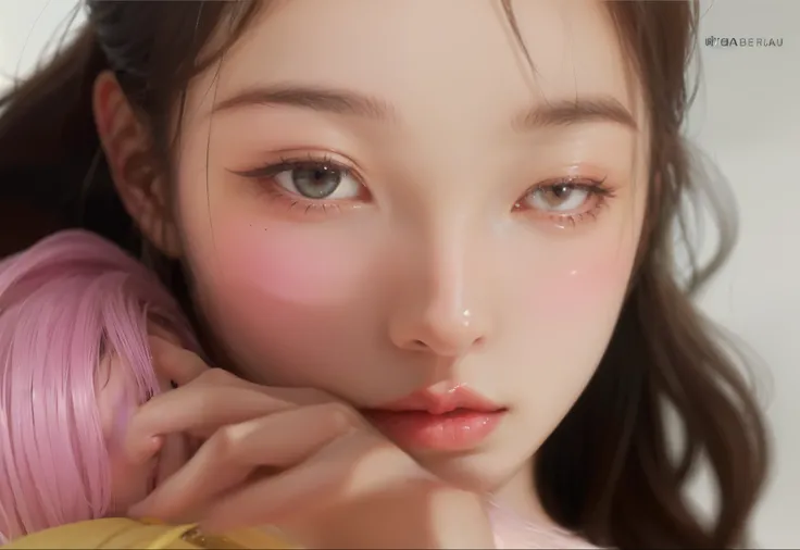 beautiful girl's face with delicate doll-like features, big mesmerizing wide eyes, flawless glowing fair skin, and an innocent, soft expression. Her look should be enchanting, pure, and ethereal, almost like a living porcelain doll.

