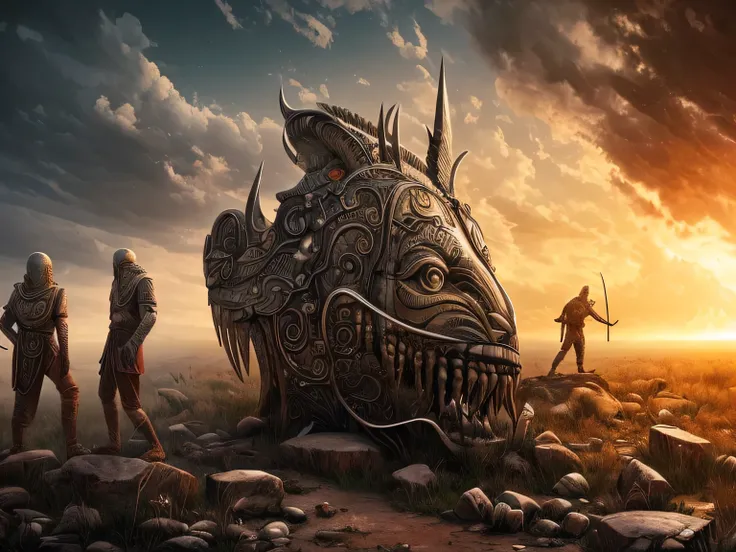 Anunnaki, NLP-ji, nezemljani in posmrtno življenje, a highly detailed, photorealistic digital illustration, hyperrealistic, 8K, masterpiece, concept art, cinematic lighting, anunnaki beings with intricate extraterrestrial features, NLP-ji figure interact...