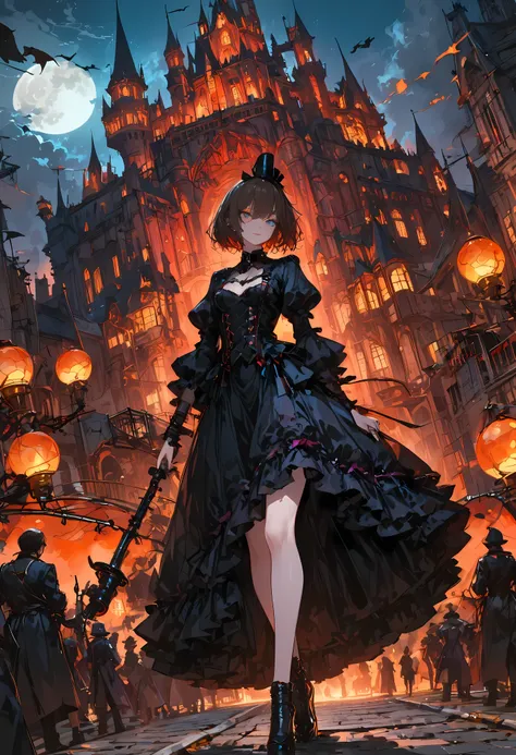 ((people々The parade of))、brown hair，shortcuts，unkempt hair，Short braided hair，Neat，スレンダー美people，correct attitude，small breasted，beautiful legs，The enchanting gray-blue eyes are shining like stars，Saggy Eyes，bright color,beautiful eyes,A delicate smile,cowb...