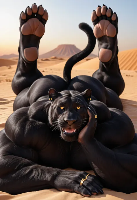 masterpiece, best quality, amazing quality, high quality, RAW photo, (Photorealistic Style), (Perfectly Correct Anatomy). (furry), (1boy:1.2), (Huge Adult Male muscular bara Feline Black Panther), Himbo, Very Masculine, Huge Man, (Black Fur Body:1.2), (Bla...