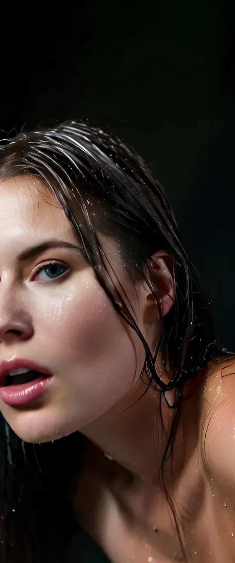 EpiC35mm, The image shifts to a top-down perspective, showcasing a close-up of the girl's full body. deep_throat_blowjob_to_daddy's_huge_cock,The dark background accentuates the overall somber and gloomy atmosphere. The girl's disheveled, wet hair clung to...