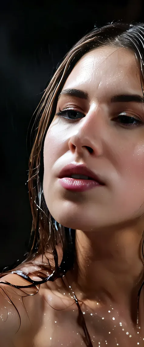 EpiC35mm, The image shifts to a top-down perspective, showcasing a close-up of the girl's full nude body. deep_throat_blowjob_to_daddy's_huge_cock,The dark background accentuates the overall somber and gloomy atmosphere. The girl's disheveled, wet hair clu...