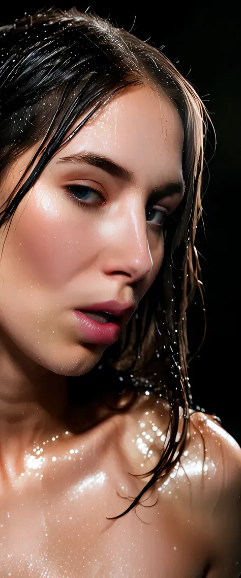 EpiC35mm, The image shifts to a top-down perspective, showcasing a close-up of the girl's full nude body. deep_throat_blowjob_to_daddy's_huge_cock,The dark background accentuates the overall somber and gloomy atmosphere. The girl's disheveled, wet hair clu...