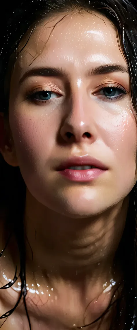 EpiC35mm, The image shifts to a top-down perspective, showcasing a close-up of the girl's full nude body. (fucked_hard_by_daddy's_huge_cock),The dark background accentuates the overall somber and gloomy atmosphere. The girl's disheveled, wet hair clung to ...