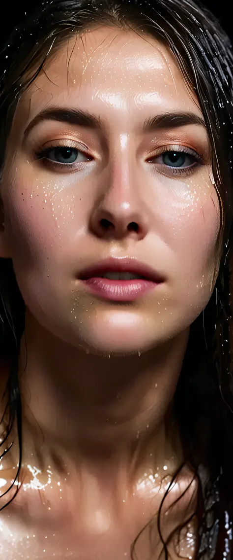 EpiC35mm, The image shifts to a top-down perspective, showcasing a close-up of the girl's full nude body. (fucked_hard_by_daddy's_huge_cock),The dark background accentuates the overall somber and gloomy atmosphere. The girl's disheveled, wet hair clung to ...