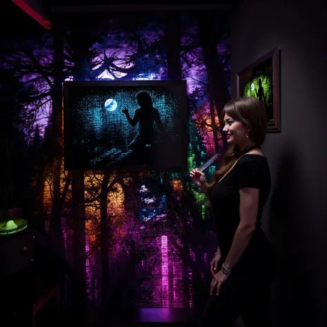 An ultimate transcendent quantum singularity forest existing beyond dimensional constraints, Douglas firs shattering into pure quantum probability waves - each probability state outlined in impossible stacks of living light: liquid antimatter ultraviolet, ...