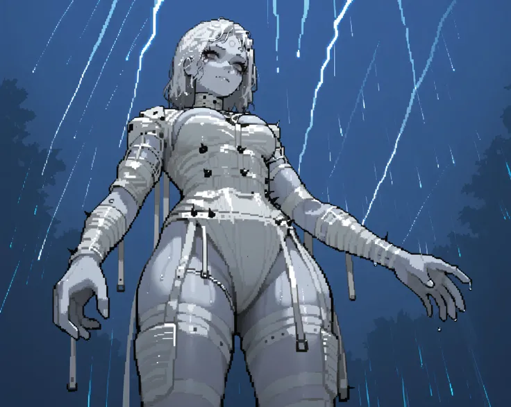 score_9,score_8_up,score_7_up,score_6_up,score_5_up,score_4_up,
laxasiatcxl,white hair,grey eyes,facial mark,forehead mark,
white bodysuit,cleavage,clothing cutout,
hips,standing,from below,
night,storm,wet,
looking at viewer,<lora:laxasiaTCXL-12v62:1>,