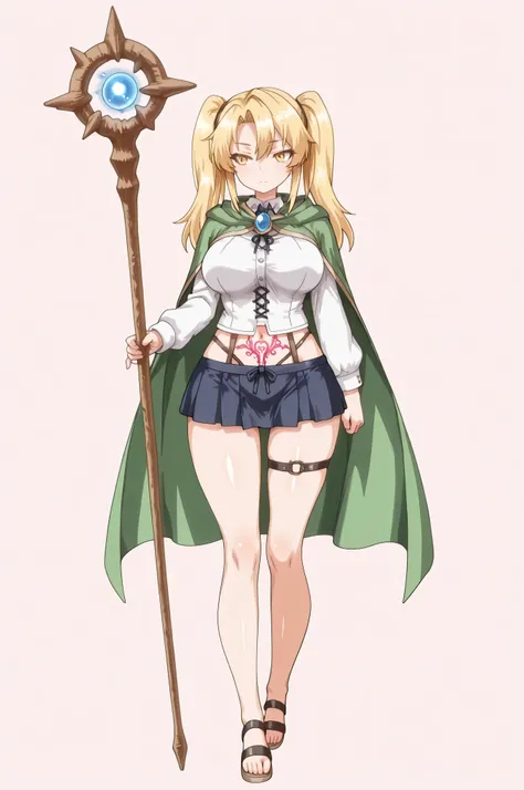 magetano\(thecurseofkubel)\,blonde hair,long hair,large breasts, ,detailed face,detailed body,detailed eyes,feet,(style_name:1.3),(fantasy,Wizard:1.3),shirt,skirt,,kashiwazakikana,(High Resolution),(More Details), (8K),twintails, (tsurime),(yellow eyes),(d...