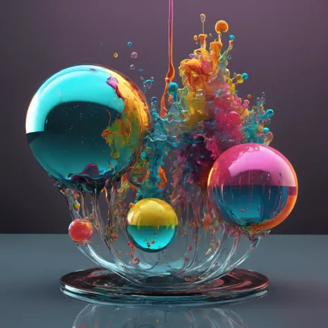 Ultra-realistic, macro photography ultra-detailed, photo-realistic, cinematic lighting, cinematic photography, spheres melt while floating photography, cinematography, full focus, UHDR, hyperrealistic,3D. Balls and orbs are quickly filling with multicolor...