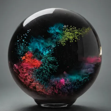 Ultra-realistic, ultra-detailed, photo-realistic, cinematic lighting, cinematic portrait, cinematic photography, portrait photography, cinematography, full focus, UHDR, hyperrealistic,3D. Balls and orbs are quickly filling with multicolored liquid from mel...