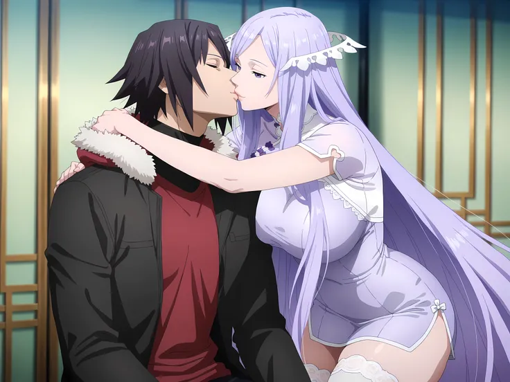 anime screencap, masterpiece, best quality, quinella, 1girl, Mature Female, attractive face, detailed face , long hair, light purple hair, purple eyes, ractical body shape, glamorous bodies, attractive bodies, motherly, large curvy, Slutty, Neat, big breas...