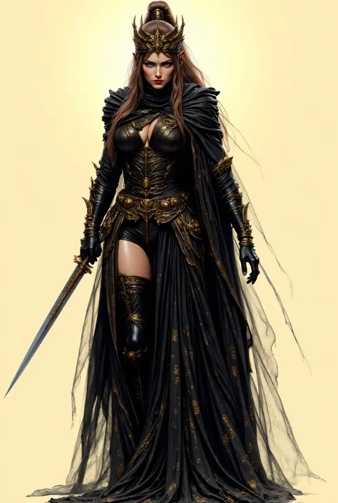 (( Content: 1.25)). ((( Leading a Multitude of Knights: 1.2))),DarkDisciple This vibrant scene depicts a powerful female warrior ready for battle. A simple cream-colored backdrop reveals her muscular figure, conveying strength and determination. She is ado...