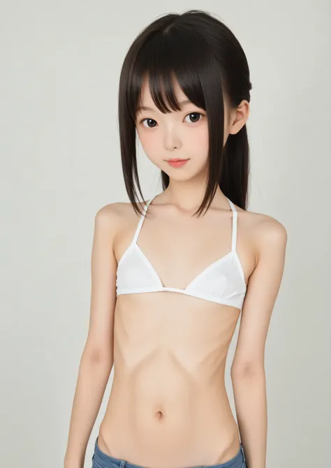 Cute Girl,かわいいyounger女の子,slender,(slender:1.2),short,skinny,(skinny:1.3),slender,slender body,young Cute Girl,younger,younger:1.1,score_7_ up,score_8_ up,score_9,(Blouse Buttons Unbuttoned:1.5),realistic,sitting on a park bench,school uniform,small breaste...