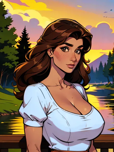 Melhor qualidade, obra de arte, (realista: 1.2) Close up of a thin woman , voluptuous and athletic (Jezebel Jade), 25 anos, 16k (( high definition )), sighing look, olhar sedutor ((looking at the viewer)), olhos castanhos, wearing a tight and discreet whi...