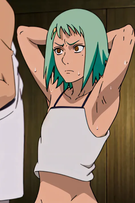Fuu,sweat,sweaty,armpits,arms up,showing armpits,arms behind head,awesome armpits,sweaty armpits,arms raised, tired,exhausted