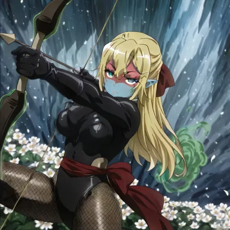 hocker, black leotard, breast