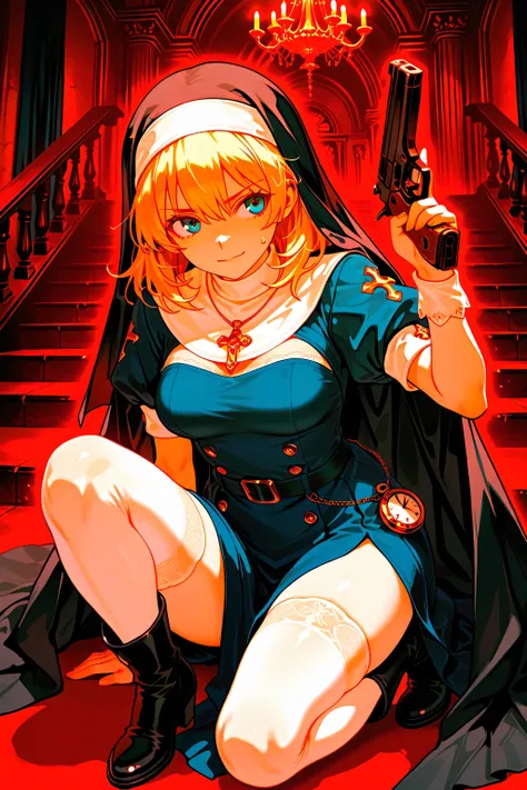 ((Masterpiece), (Highest Quality), (High Score), (High Resolution),(4k),(Girl fighting evil spirits),(Evil spirits,devil:1.4,( enemies of the devil,soul),),
(4ur4_illu,shiny),
((屋内)、1girl,,solo,),

"(,(Fantasy, SF), (Modern, Italian),(Collapsed cathedral, ...