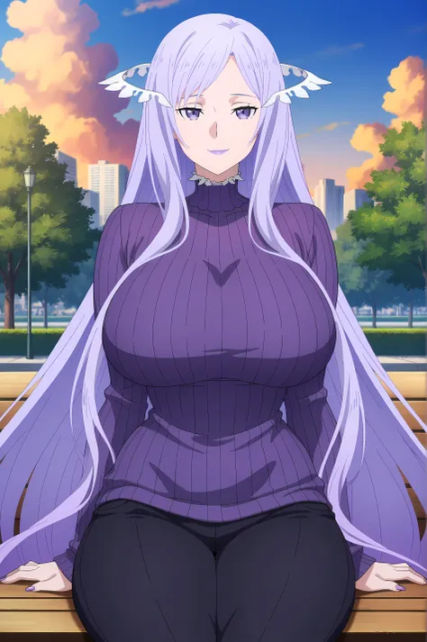 newest , masterpiece , anime screencap , anime coloring , masterpiece, best quality, quinella, 1girl , solo, adult female, lady, long hair, medium head, purple nails claws, light purple hair, sidelocks, purple eyes, attractive face, ractical body shape, gl...