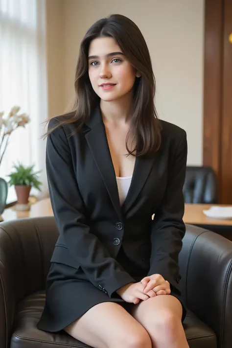 A beautiful white girl, 20-year-old Jennifer Connelly , cute face, Light-colored eyes, dark hair, sweet smile、