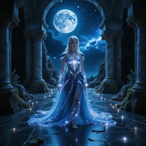 (Masterpiece, Realistic, Photorealistic: 1.2), 8K Ultra HD, RAW image, meticulous detail, ultra-high resolution, perfect structure, highest quality, detailed, soft focus,At the highest point of a once-glorious ruined castle,
a vast and weathered entrance h...