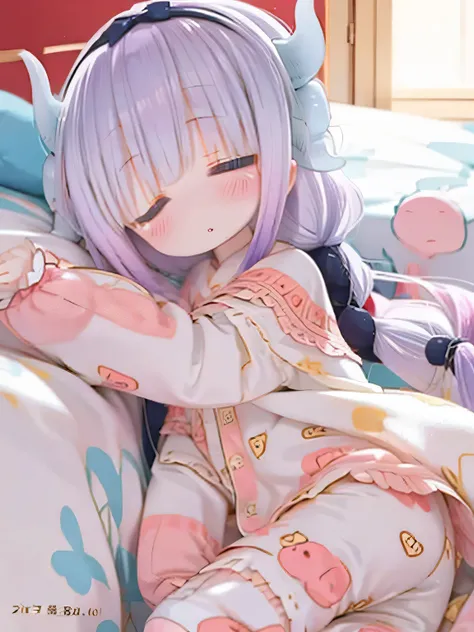  scan　girl  、              chibi、Lumine　cute　(((pajamas)))　sleeping in bed　Horn