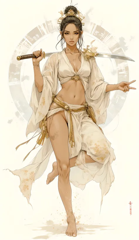 Comic art. Score_9, score_8_up, score_7_up, ((highest quality)), ((masterpiece)), ((full face)), Perfect Face, (High definition), (Best Shadow), 8k, cinematic, (Realistic:1.4),dramatic. A beautiful, alluring, and breathtaking woman, with a slender yet athl...