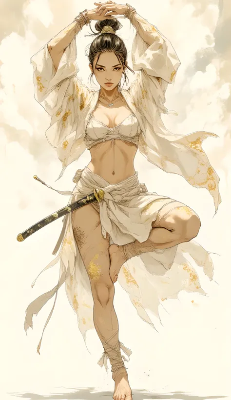 Comic art. Score_9, score_8_up, score_7_up, ((highest quality)), ((masterpiece)), ((full face)), Perfect Face, (High definition), (Best Shadow), 8k, cinematic, (Realistic:1.4),dramatic. A beautiful, alluring, and breathtaking woman, with a slender yet athl...