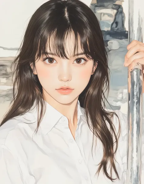 pingtu style,illustration-fen, ArsMJStyle, Zen Ink Wash Sumi-e,vivid, very detailed, Award-winning illustration, Professional. woman seduces viewers with sexy eyes, ((sexy look 1.6))、(((Anatomically correct body:1.6))), portrait、face focus、sketch style、Ash...