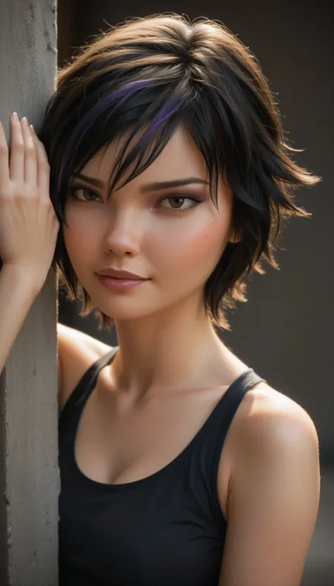 Gogo Tomago's back hit hard against the wall, photorealistic detailed view, high resolution, 4k, kompromisslos, dominant, direkt, ohne abzubremsen, realistische Textur, scharfer Fokus, Studiobeleuchtung, detailed musculature , slightly blurred backgroun...