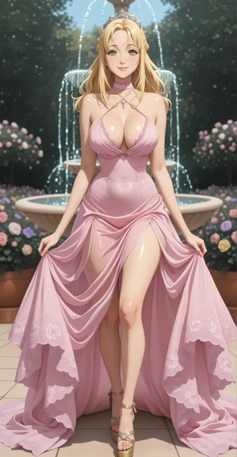 A beautiful 18-year-old woman,  perfect, too beautiful, quite attractive. [Liliana S.B Heilight]. perfect fair skin. Beautiful shiny golden blonde hair of the best quality. Long hair with elegant hairstyle and princess tiara. green eyes. thin lips. curvy b...