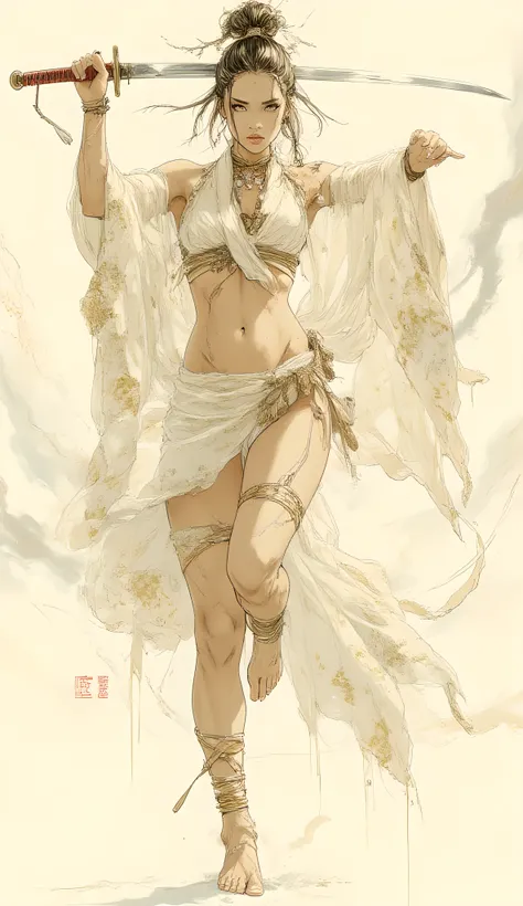 Comic art. Score_9, score_8_up, score_7_up, ((highest quality)), ((masterpiece)), ((full face)), Perfect Face, (High definition), (Best Shadow), 8k, cinematic, (Realistic:1.4),dramatic. A beautiful, alluring, and breathtaking woman, with a slender yet athl...