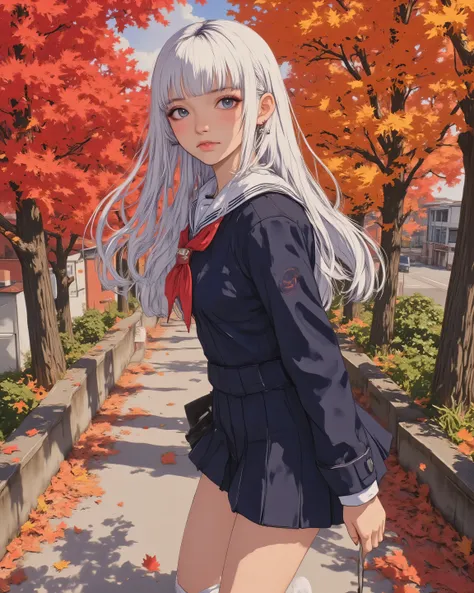 masterpiece, best quality, ultra detailed, 8k, absurdres, perfect lighting, sharp focus,
1girl, luna \(alters\), long flowing silver hair with subtle autumn light reflections, huge sparkling blue eyes, delicate beautiful face, soft gentle smile, slight blu...