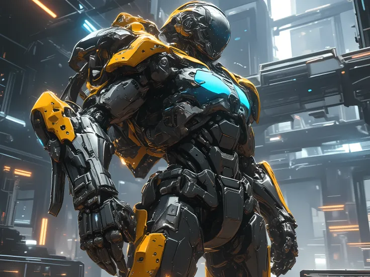 Adventurer equipped with only an external mechanical arm, Precision Construction, metal parts, Lighting Effects, special mechanical design, futuristic atmosphere, Clear perspective, realistic texture, masterpieces, 4K rendering, Professional, HDR, brightly...