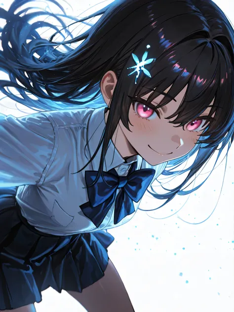 masterpiece, sharp detail, Intricate Details,
1girl,long My hair,shirt,bowtie white My hair , Pink eyes, white_shirt,Blue_bow,Pink_My hairclip,My hair intakes,straight_My hair,skirt
視聴者を見つめる, smile, peace_ sign
(white Background:1.5),Star, abstract B...