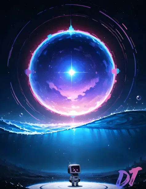 (masterpiece, best quality:1.2), chibi style, 1boy, radio_head, expressive craze_face, glowing circle eyes, glitch_face distortion, chibi style, soft outlines, cute proportions, wearing spacesuit, closed eyes, tired eyes, (floating gently in outer space), ...