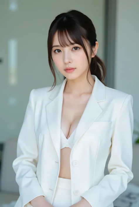 ultra detailed,8k, high resolution, beautiful detailed, high contrast, sharp focus, 50mm, f3,5, (full body:1,3),
best quality, super hyper realism, realistic, photorealism,(realistic skin:1.2), cleavage, office,
japanese solo girl, no makeup, straigh...