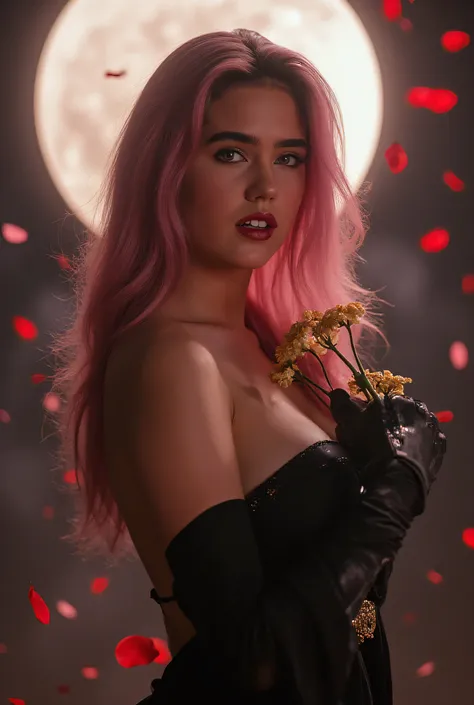 Photo, ((( Epic realism: 1.8 ))), ((( Full body shooting angle: 1.8 ))) Jennifer Connelly, jenniferconnelly . Photo ultrarrealista de Kiara Nova haciendo cosplay de Yor Forger, an impressive cosplayer ( 22-25 years ), with wavy pastel pink hair, light almo...