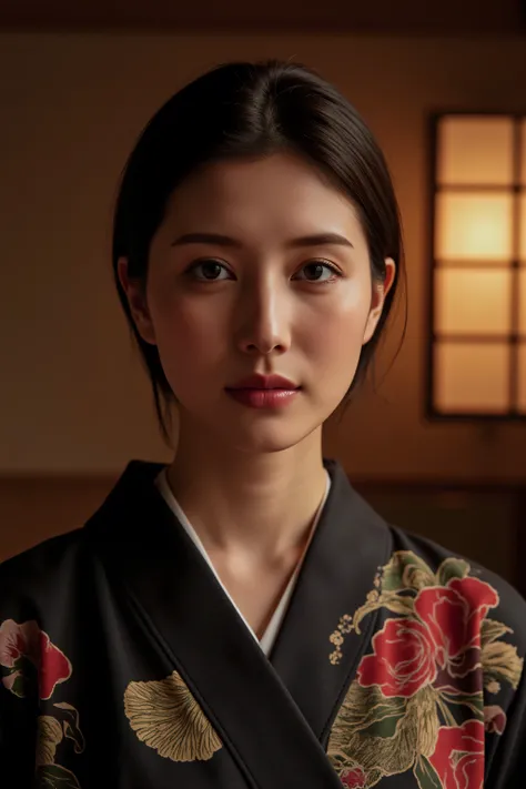 (top quality、greatest masterpiece、8k、best image quality、winning works)、(beautiful mature 40 year old woman:1.1)、  perfect and beautiful composition       、(The most elegant kimono:1.3)、(a kimono with a random calm color:1.2)、Old face with wrinkles、big boob...