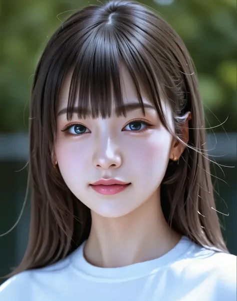 (Highest quality:1.4),(masterpiece:1.4),(Realistic:1.4),{{Small breasted high school student:Smile Yang:18age::(big double eyelids):(mascara):{long lashes}}:(red cheek):(Before My Hair Strikes}:{straight,My hair is short :princess cut},{Mini white ,earring...