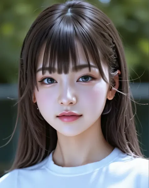 (Highest quality:1.4),(masterpiece:1.4),(Realistic:1.4),{{Small breasted high school student:Smile Yang:18age::(big double eyelids):(mascara):{long lashes}}:(red cheek):(Before My Hair Strikes}:{straight,My hair is short :princess cut},{Mini white ,earring...