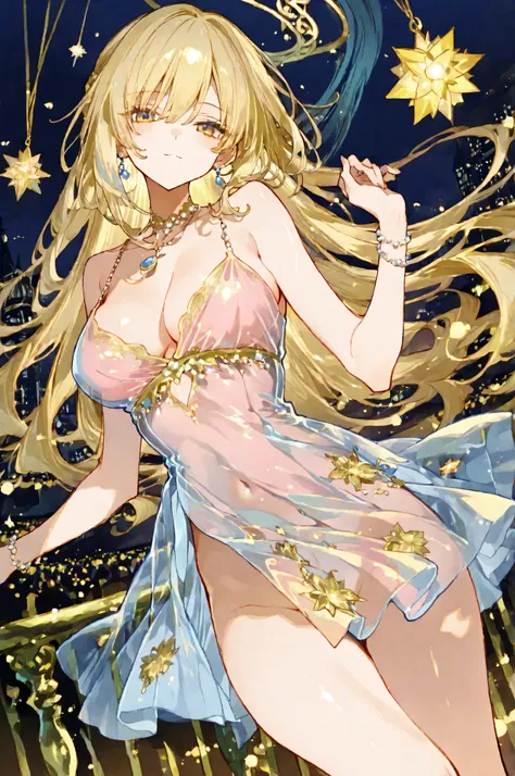 dance parties　many people dancing　lavish decorations　beautiful girl　deep cleavage　縦に開いた胸元　beautiful sexy (transparent dress:1.9)　no bra　no panties　Open Chest