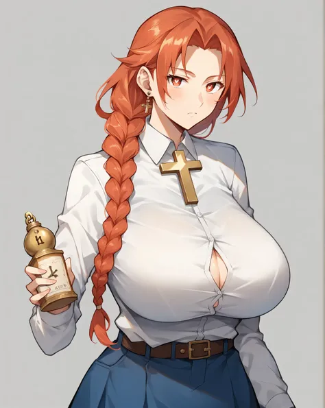 Yagogoro Erin,1Girls, alone,  alternative _Costume, contemporary, single_braid, cross
<Laura:Yagogoro_Erin_Picture2417_2023-12-20-000010:1>,Star Shape _Eyes,Pictograms_Eyes,. meme,main illustration, vibrant, Anime Studio,won, professional, audience is high...