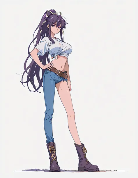 masterpiece masterpiece, ultra-HD, impressionism, high detail, best quality, very aesthetic, 8k, best quality, beautiful, anime coloring , score_9, score_8_up, score_7_up, score_6_up, score_5_up, score_4_up , Kaori Kanzaki , purple eyes , long hair , ribbo...