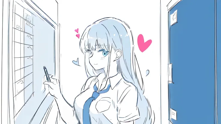 1 girl ,20s,Adult,         white shirt        ,Short sleeve,( black standard tie),White School Dress,(dark blue hair)(long hair)(Royal sister),pretty woman，Hardworking and responsible，        Polite        ，quietly looking at the camera，, a heart-warming, ...