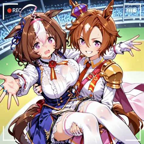 gsigasi,flat color、,Suchwet,motion blur, motion lines)Colorful、

2girls,[[One Girl,TM Opera O\(Umamusume\),One Girl、Meisho Doto\(Umamusume\), Umamusume]], ,,BREAK

1girl ,((TM Opera O)),large eyes:2.0 ,,horse ears, horse tail, orange hair, purple eyes, min...