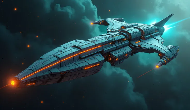 The Hissho, Endless space, majestic extraterrestrial starship, designed for a race of futuristic avian samurai, floating in the vastness of deep space, ship’s silhouette resembles a fusion of a sleek feather and a curved katana blade, elongated aerodynamic...