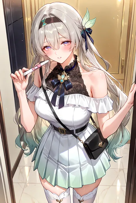 score_9, score_8_up, score_7_up, masterpiece, best quality, very aesthetic, absurdres, tunning image, attractive image, 1girl, adult grown woman, solo, firefly \(honkai: star rail\), purple eyes, grey hair, hair between eyes, very long hair, hair intakes, ...