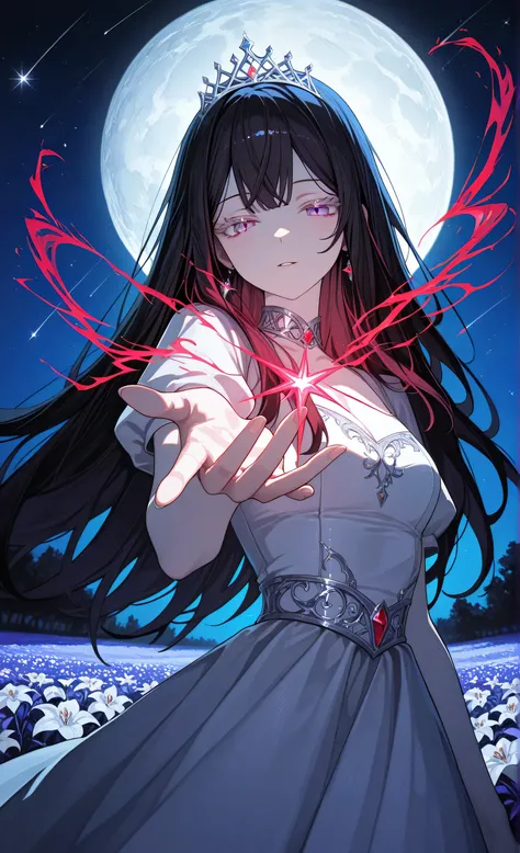 ultra-detailed, high detail, best quality, masterpiece, sharp focus, detailed shadows, vivid colors, senryoko, uiiv, sonomura00, 1girl, solo, black long hair with violet strands, straight hair, pale skin,violet eyes, colored eyelashes, eyelashes, blue and ...