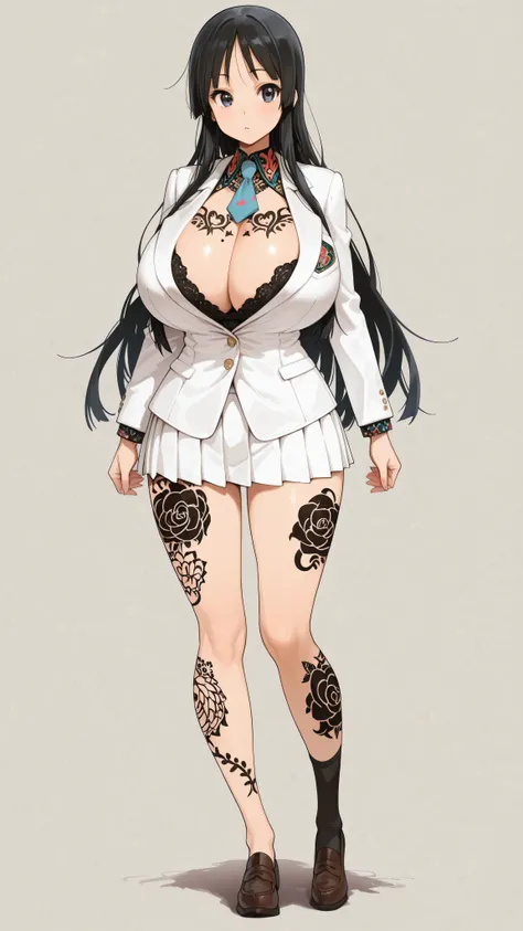 Akiyama mio,beautiful,4k,huge breast,lot of Pierce,lot of tattoo,school suits costume, masterpiece, best quality, very aesthetic,fullbody